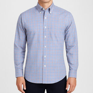 Brooks Brothers 346 Original Polo Shirt Blue Red Plaid Non-Iron Cotton 15½-2/3 R